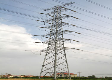 4 Legged Power Distribution Tower , tubular Transmission Line Steel Towers